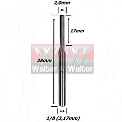 Fresa Reta Paralela 2,0mm (2c) X 17mm Corte X 38mm Total X 3.175mm Haste. (Ftr1520) 1